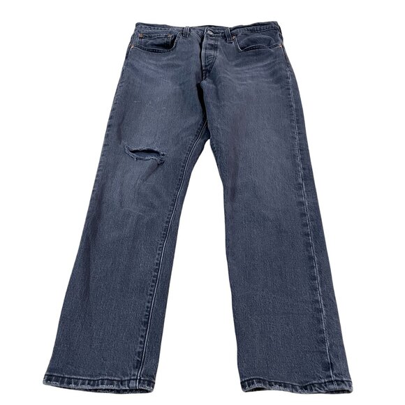 Levi's 501 Skinny Premium Jeans Women's Size 30x28 Gray Denim Button Fly Big E - Picture 1 of 8